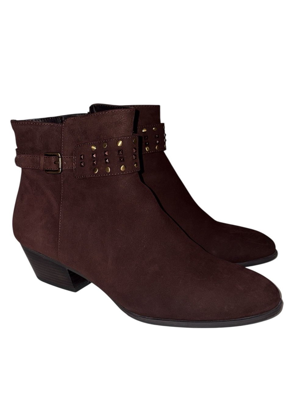 Naturalizer Destined Oxford Brown Studded Ankle Boots Size 8.5 M